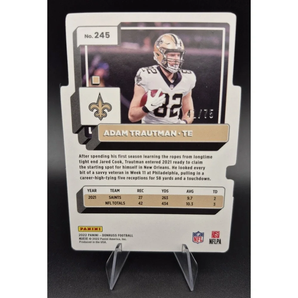 2022 Donruss Adam Trautman #245 Silver Press ProofDie-Cut /75 New Orleans Saints
